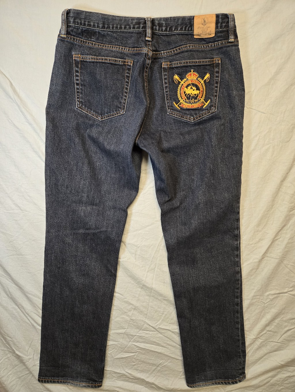 Ralph Lauren Sport Thompson 650 Navy Blue Straight Leg Big Logo Jeans Vintage